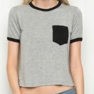 Grey and navy blue pocket t-shirt